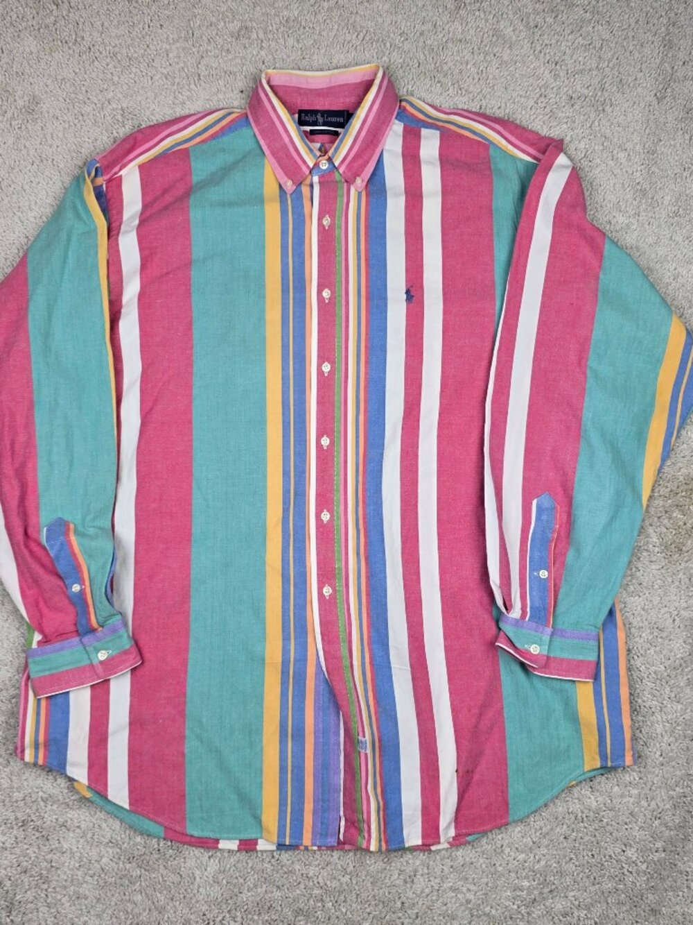 VTG VIBE COLOR 90s Polo Ralph Lauren Men Striped Shirt XL Vintage Y2K Oversized